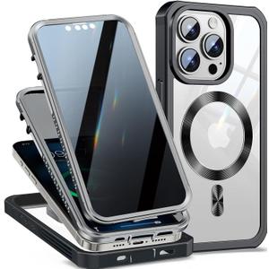 [CD Loop + Privacy Screen Protector]Magnetic Case for iPhone 12 Pro Max,[Military Grade Drop Protection] Anti-peep Privacy Screen Double Sided Compatible with MagSafe Case for iPhone 12 Pro Max (Black)