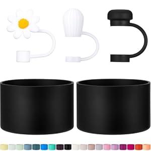 DUNLAGUE 2-Piece Silicone Boot 3-Piece Straw Cover for Stanley Quencher H2.0 20oz 30oz 40oz and IceFlow Flip 20 30oz Tumbler, Exact Color Match Accessories for Stanley Cup
