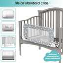 NUTIKAS Crib Rail Guard for Toddlers - 35.4" Toddler Bed Rails Convertible Safety Side Protector Swing Down Mesh Breathable Bed Barriers with Reinforced Anchor Safety