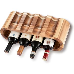 Classic Wooden Wine Rack 8-Bottle Acacia Wine Holder Stand Freestanding Wine Storage Great for Home Decor No Assembly Required.
