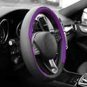 FH Group Geometric Chic Microfiber Leather Steering Wheel Cover Universal Fit for Cars & SUVs Purple
