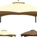 KILAKILA 10x12 Replacement Canopy Top for Patio Gazebo, Waterproof & UV Protection Tent Cover, Fits Outdoor,Garden and Backyard (Off-White+Khaki)