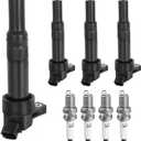 Ignition Coil Pack and Spark Plugs Kit fit for 1.8 2.0 L4 Hyundai Elantra GT Tucson, Kia Soul Forte Forte5 2012 2013 2014 2015 2016 2017 2018 2019 2020, UF651, Set of 4