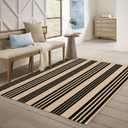 OJIA Outdoor Area Rugs 4'x6', Black and Tan Outdoor Rug Machine Washable Patio Rugs Cotton Hand Woven Entryway Rug Indoor Rugs for Bedroom/Porch/Deck/Backyard/Camping/Living Room