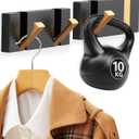 2 Pack Waterproof Folding Hideaway Coat Hooks, Aluminum Heavy Duty Wall Hooks, Wall Mounted Folding Coat Rack for Hat, Towel, Bag, Key (black gold)