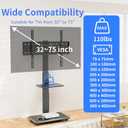 Rolling TV Stand with Power Outlet, Mobile TV Cart for 32-75 Inch TVs up to 110 lbs, 18 Adjustable Heights, Max VESA 600x400mm, TV Floor Stand with Swivel Mount/Shelf/Wheels, Fits for Bedroom, Outdoor