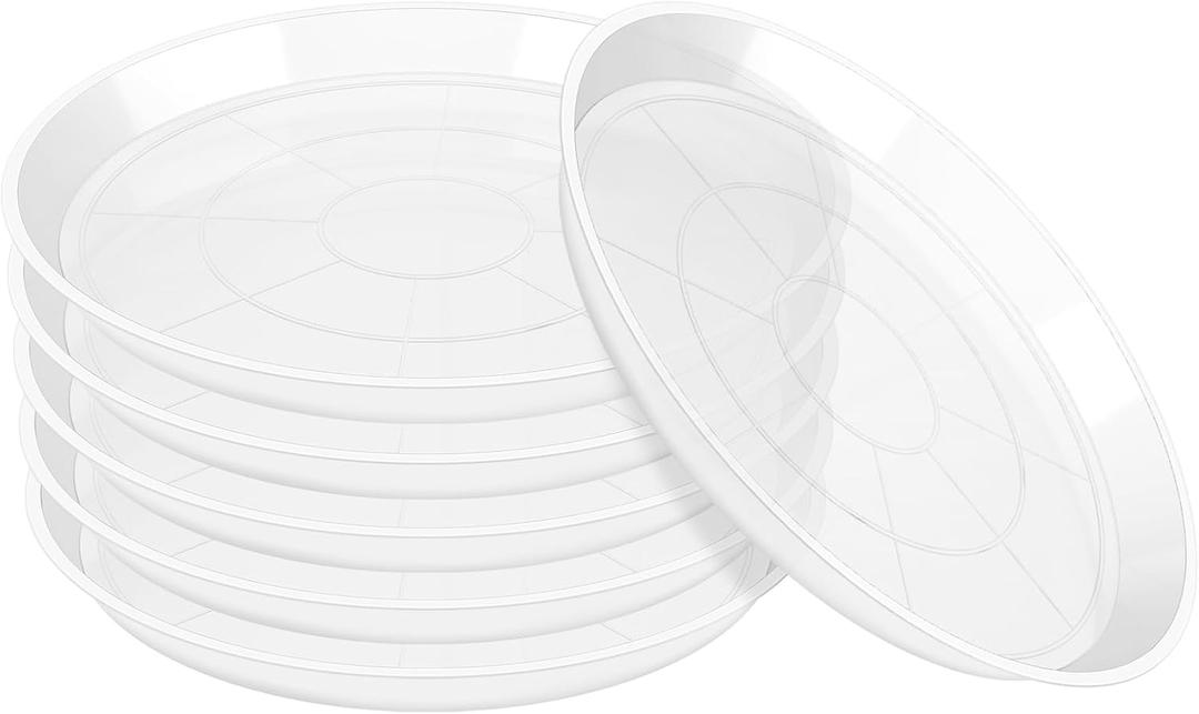 OUPSAUI 3 4 6 8 10 12 14 16 Inch Plant Saucer Pot Tray, 6 Pack Clear Plant Saucers for Indoors and Outdoors, Large Plastic Dish Suacer Water Drip Tray for Potted Plants Flowers (4 Inches)
