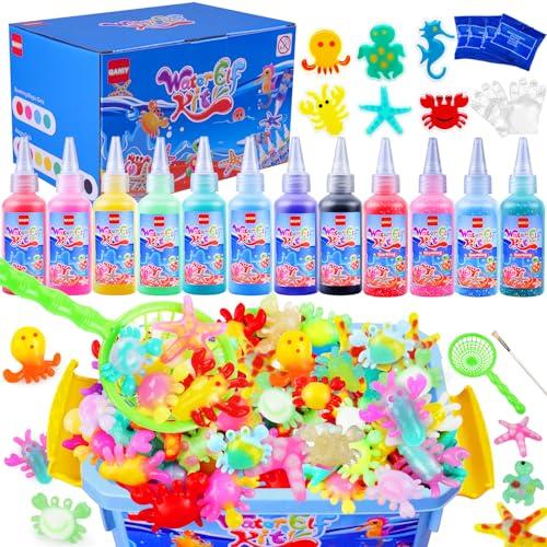 QANIY Magic Water Elf Toy Kit, Aqua Fairy Water Gel Kit,Christmas Gifts for Kids Ages with 12 Gels and 6 Molds, DIY Squishy Maker Set, Kids Christmas Gifts, DIY Crafts for Boys and Girls Ages 3+