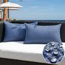 Kevin Textile Outdoor Waterproof Throw Pillow Covers Pack of 2 Boho Farmhouse Decorative Lumbar Cushion Covers for Garden Patio Tent Balcony Bench Couch Sofa 12x24 Inch, Navy Blue