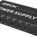 EROK Guitar Pedal Rechargeable Power Supply with Built-in 10000mAh,7 Isolated DC 9V (1x300mA, 6x100mA) Jacks, Guitar Bass Pedals,5V/1A USB Port, Rechargeable Battery Effect Pedal Power