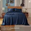 Bedsure Queen Sheet Set, Rayon Derived from Bamboo, Cooling Sheets, PureWoven, Breathable & Soft, Deep Pocket Up to 16 Inches, Hotel Luxury Silky Bedding for Hot Sleepers, Navy