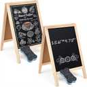 Henoyso 2 Pcs Double-Sided Tabletop Chalkboard Sign, 16"x10" Easel Rustic Wood Frame Small Chalkboard with 2 Erasers for Menu Cafes, Restaurants, Weddings Home Decor(Wooden)