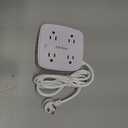 6 Ft Surge Protector Power Strip - 8 Widely Outlets with 4 USB Ports, 3 Side Outlet Extender with 6 Feet Extension Cord, Flat Plug, Wall Mount, Desk USB Charging Station, ETL,White