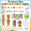 2 x Summer Bulletin Board Decoration Aloha Cutouts Summer Hawaiian Luau Holiday Classroom Decoration Coconut Tropical Palm May Tiki Totem Flamingo Cutout for School Window Chalkboard Wall Decor