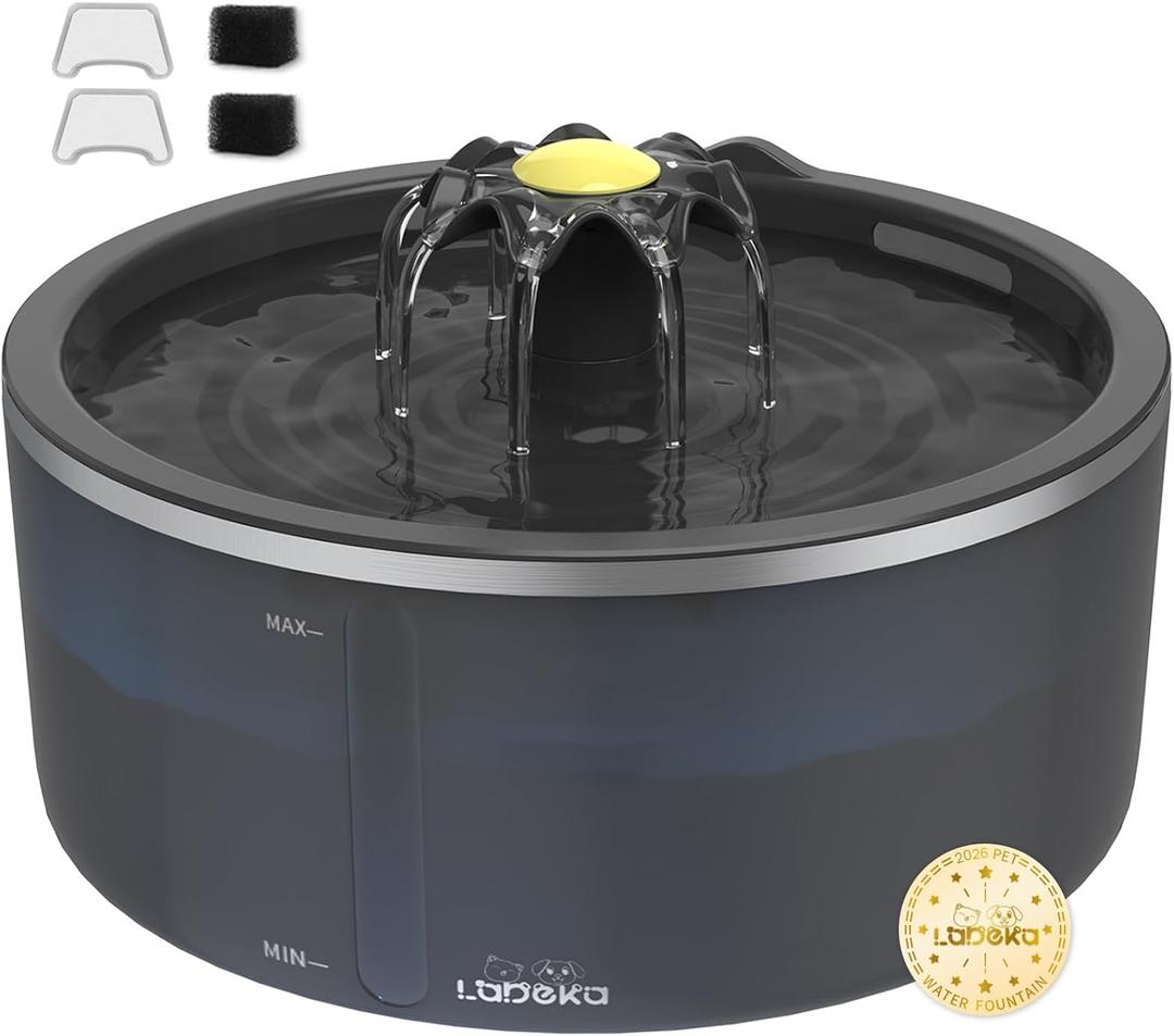 Cat Water Fountain, Cat Fountain Indoor Dual Filtration System, 2.5L/84oz Automatic Pet Water Fountain, Ultra Silent - Easy Clean Cat Drinking Fountain