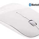 Tsmine Bluetooth Wireless Mouse - Slim Rechargeable, Noiseless Click & 3 Adjustable DPI Levels for Laptop, Tablet, iMac, MacBook Air - White