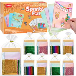 JoyCat 24 Pack Foil Art Greeting Cards, Mother's Day Crafts for Kids, No Mess Arts and Crafts, Goodie Bag Stuffers, DIY Party Favors, Birthday Present Girls Boys Ages 49