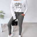 CHICME Women Tracksuit Fall 2 piece Outfits Off The Shoulder Long Sleeve Tops and Pants Set Travel Outfits (L)