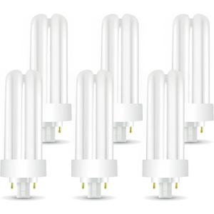 Circle (6 Pack) PLT-26W 865, 4 Pin GX24q-3, 26 Watt Triple Tube, Compact Fluorescent Light Bulb