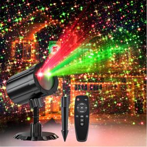 Christmas Projector Lights Outdoor, GUSODOR Red & Green Starlight 3 Modes with Remote and Timer Projection Lights, IP65 Waterproof Projector for Christmas Decorations Yard Holiday Party New Year