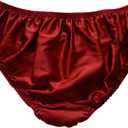 Men's 100% Pure Silk Underwear Bikini Briefs Panties (Red, XXL)