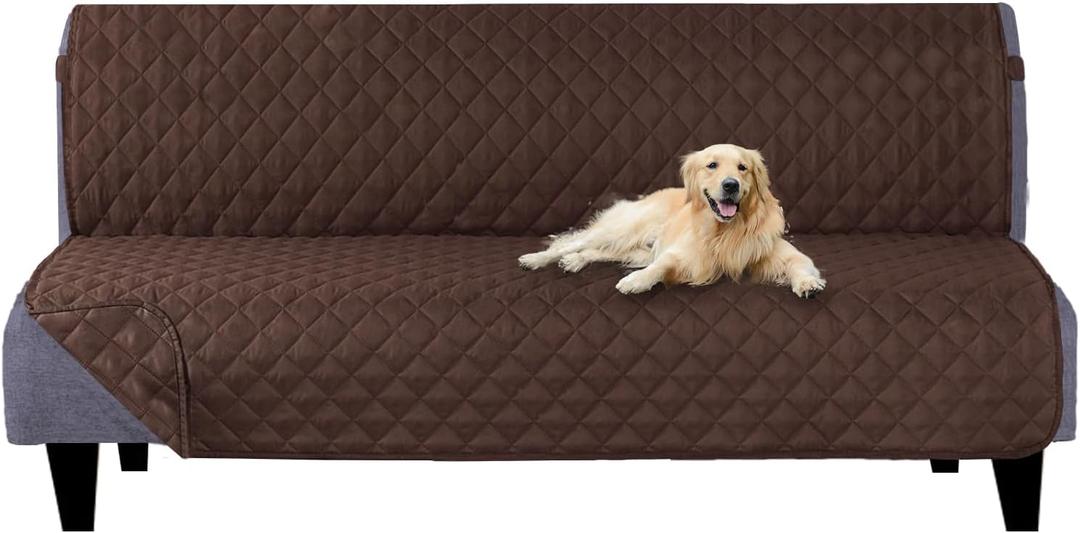 U-NICE HOME Futon Sofa Covers Reversible Sofa Slipcover Armless Cover Furniture Protector Couch Cover Water Resistant (Futon, Chocolate/Chocolate)