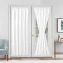 Hiasan French Door Curtains Rod Pocket, Privacy Semi Sheer Patio Door/Glass Door Window Curtain Panel, 1 Piece (White, W 52 inch x L 72 inch)