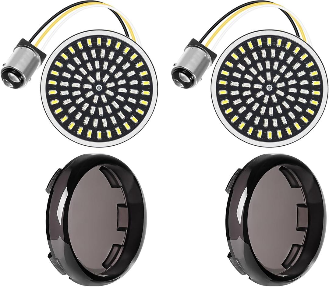 Benlari 2inch Front Turn Signals, 81 LEDs 1157 Turn Signals with 2 Smoked Lens Cover Fit for Harley Touring Street Glide Road Glide Road King Electra Glide Sportster Iron Dyna Softail 1986-2024