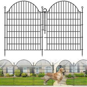 5 Panels No Dig Decorative Garden Fence with Gate, 40in(H) x11.8ft(L)
