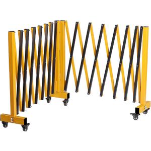 16FT Industrial Expandable Barricade Folding Security Gate with Wheels,Retractable Driveway Gate with Aluminum Fence and 270 Degrees Direction Adjustment(Yellow, 16FT)