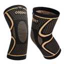 INDEEMAX Copper Knee Brace for Women Men 2 Pack, Knee Compression Sleeve for Knee Pain, Arthritis, Running,Sports and Recovery Support, M