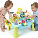 Water Table for Toddlers 1-3 with Pump: Summer Sensory Play Sink, Kitchen Fishing Playset with Running Water, Indoor Outdoor Montessori Water Toy Gift for Kids, BPA-Free, Non-Toxic
