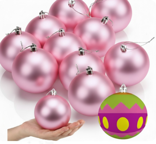 Zubebe Christmas Large Blank White Ball Ornaments, 3.15 Inch DIY Christmas Balls Pink Hanging Ornaments DIY Craft Activities for Tree Gift Box(12 Pcs)