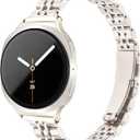 Slim Metal Band for Galaxy Watch 8 Band 7 6 5 4 FE 40mm 44mm, Galaxy Watch 8/6/4 Classic 42mm 46m 43mm 47mm, 5 Pro 45mm, Stainless Steel Thin Dressy Replacement Strap for Women Men