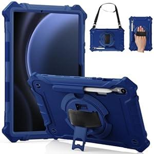 ZtotopCases for Samsung Galaxy Tab S9 FE 5G 10.9 Inch/ Tab S9 11 Inch Case 2023, 360° Rotating Hand Strap &Stand, Heavy Duty Full Body Protective Cover with Pencil Holder for Tablet S9 FE/ S9, Blue