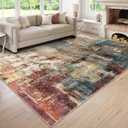 Lahome Modern Abstract Living Room Rug 8x10, Washable 8x10 Area Rugs for Bedroom Stain Resistant Non Slip, Large Red Soft Indoor Carpet for Dining Room Table Home Decor