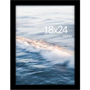 18x24 Picture Frame, Black 18 x 24 Poster Frame for Horizontal or Vertical Wall Mounting, 1 Pack