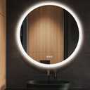 SBAGNO 32 Round Led Bathroom Mirror with Lights, Backlit and Front Lighted, Wall-Mounted Vanity Mirror 3000K/4000K/6500K, Inside Bluetooth Speaker Anti-Fog Dimmable Smart Mirror