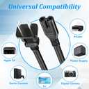 2 Prong Power Cord 15 FT, Non-Polarized AC Power Replacement Supply Cable, 7A, 125V, ETL Compatible with PS5/PS4 Samsung LG TCL Sony Roku TV, Xbox, Laptop, Printer, C7 to 1-15P, Black, with 25 Ties