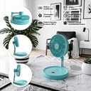 Portable Pedestal Rechargeable Fan, H6 Foldable Standing and Desk Fan, 16000mAh Cordless Collapsible Design with Remote, 5 Speeds, Quiet Airflow, USB-C, Power Bank, Screen, Blue