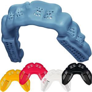 Bulletproof Braces Mouthguard  Worlds Thinnest & Strongest Sports Mouth Guard for Braces! Basketball Football Lacrosse Wrestling Hockey Rugby BJJ MMA Boxing Mouthpiece  Adult Youth & Kids (Retro Blue Gray)