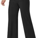JOYCATCH Wide Leg Pants Women Stretch High Waist Comfy Yoga Pants for Dress Work Casual with Pockets, L