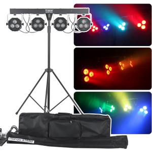 DragonX 4 Gig Bar DJ Lighting Stand  LED Stage RGB Par Lights, Lightweight Professional Strobe Light for Party, Disco Lights, Heavy Duty Tripod, Sound-Activated, Ideal for Band, Church and Concerts
