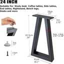 24 Inch Metal Table Legs Black, Industrial DIY Furniture Legs for Desk, Nightstand, Coffee/End/Side Table, Set of 2, 24 '' Trapezoid
