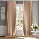 MIULEE Blush Beige Velvet Curtains 90 inches - Luxury Blackout Curtains for Bedroom Living Room Thermal Insulated Super Soft Window Drapes Rod Pocket & Back Tab, W52 x L90 inches, 2 Panels