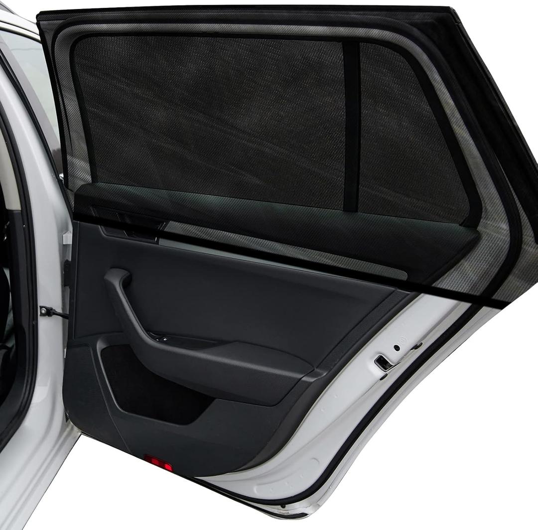 Car Window Shades, 2 Pack Breathable Mesh Side Sun Stretch Screens for Baby/Camping Heat Block UV Protection, Back Covers Car, Truck, SUV, Van, Large 49"x22"