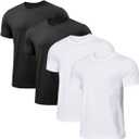 Arjen Kroos Men's Quick Dry Gym T-Shirts Multipack Workout Short Sleeve Shirts Athletic Running Undershirts (Medium, Black*2/White*2)