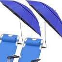 Roacasumy 2 Pack 40.9'' Beach Chair Umbrella with 360 Adjustable Canopy & 270 Flexible Clamp, Double Canopy Sun Protection for Wheelchair, Patio, Golf Cart, Camping