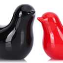Small Ceramic Bird Statue and Sculpture for Home Decor Accents,Modern Animal Ornaments for Living Room,Bedroom,Coffee Table Centerpiece,Bookshelf,Cabinets,Cute Knick Knacks for Shelves (Black Red)