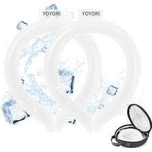 2PCS Neck Cooling Tube with Cold Insulated Bag,Reusable Ice Neck Ring Wearable Body Cooling Products for Summer Heat (White*2)